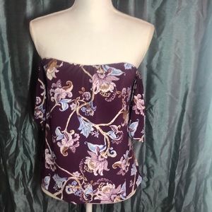 Purple flower printing blouse